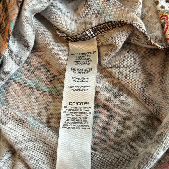 Chico's Women’s Brown Paisley Floral Leopard Print Long Sleeve Knit Top - Size 3 - Picture 7 of 11